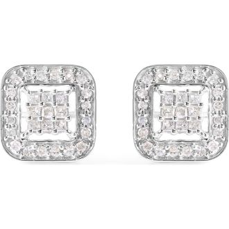 House of Brilliance 10K White Gold 5/8 Cttw Diamond Composite Stud Earrings at Nordstrom