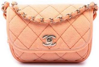 Chanel Pre-owned Quilted Denim Crossbody - Dames - Vintage Schoudertas - Oranje - ONE Size - Denim - Vintage