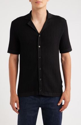 BOSS Lomaro Short Sleeve Cardigan in Black at Nordstrom, Size Xx-Large