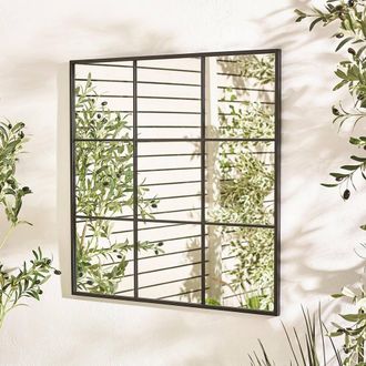 Furniturebox Yoko Black Medium Window 80x80cm Garden Mirror | Size: 80x80 cm