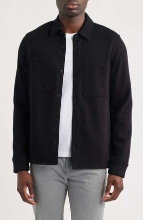 Vince French Rib Shirt Jacket in Black at Nordstrom, Size Xx-Large