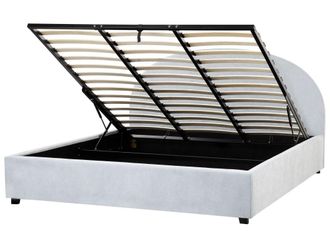 Beliani Cama matrimonial de tejido azul 180x200
