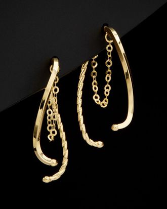 Italian Gold, Inc 14K Italian Gold Twisted & Polished Curved Bar Front-Back Drop Earrings