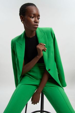 Karen Millen Womens Compact Stretch Single Breasted Tailored Blazer - Green - Size 16 UK