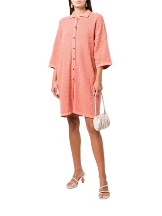 Mr. Mittens Lace Shirt Dress In Burnt Coral