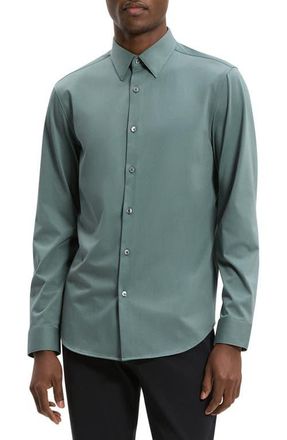 Theory Sylvain ND Structure Knit Button-Up Shirt in Light Pine Grove - 2Ql at Nordstrom, Size Xx-Large