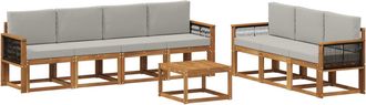vidaXL Conjunto De Sof&aacute;s De Exterior 7 Uds. Natural Y Gris Claro Vidaxl