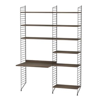 String Furniture String - Arbeitsplatzkombination, 140 x 200 x 30 cm, Walnuss / schwarz