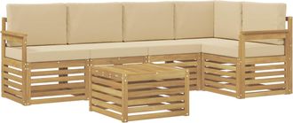 vidaXL Conjunto De Sof&aacute;s De Exterior 6 Uds. Y Beige Poli&eacute;ster Vidaxl