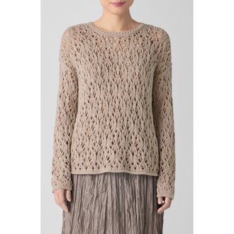 Eileen Fisher Crewneck Organic Cotton Sweater in Wheat at Nordstrom, Size X-Large