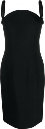 Versace Black Satin pencil midi dress