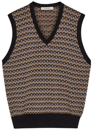 Christophe Lemaire Patterned V-neck Cotton-knit Vest - Multicoloured 1 - XL