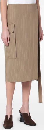 Victoria Beckham pinstripe wrap skirt - Neutrals