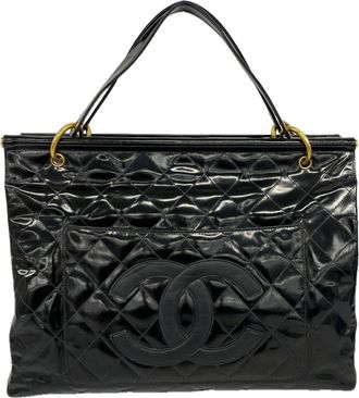 Chanel Black Patent Leather Tote Bag (Pre-Owned)