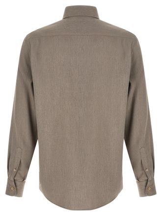 Brunello Cucinelli Cotton Micro Herringbone Shirt - Gray