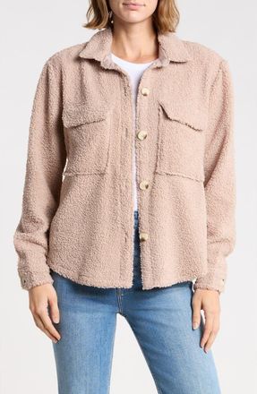 Beach Lunch Lounge Tory Boxy Crop Faux Shearling Shirt Jacket in Stepping Stone at Nordstrom, Size X-Small
