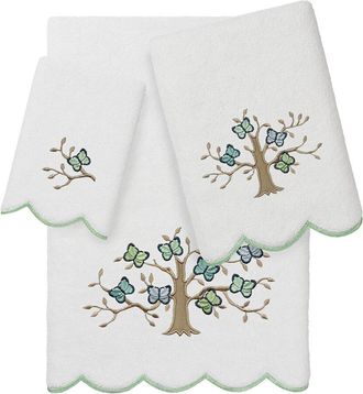 Linum Home Textiles 100% Turkish Cotton Teresa Scallop 3Pc Embellished Towel Set