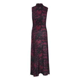 Gestuz Rode Lange Jurk met Gedrapeerde Hoge Hals - Dames - Maxi kleedjes - Rood - XS - Kleedjes