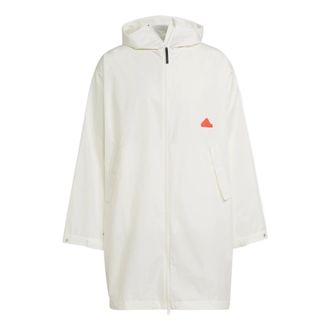 adidas Mens adidas Logo Solid Color Hooded Jacket Windbreaker White HN1943