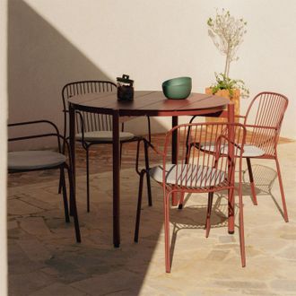 Sklum Set Da Tavolo Rotondo &Oslash;110 Cm In Alluminio Elton E 4 Sedie Da Giardino Con Braccioli In Acciaio Anerina Sklum