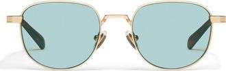Quay Born Ready 52mm Round Sunglasses in Gold/Aqua at Nordstrom