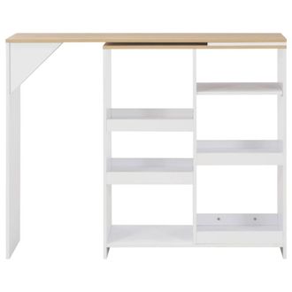 Berkfield Home Bar Table with Moveable Shelf White 138x39x110 cm | Size: 138 x 39 x 110 cm