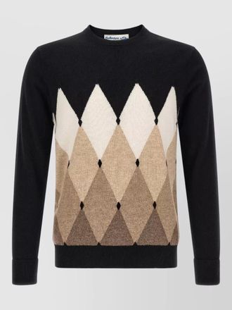 Ballantyne cashmere diamond intarsia crew neck jumper