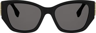 Fendi FF Diamonds 54mm Cat Eye Sunglasses in Shiny Black /Smoke at Nordstrom
