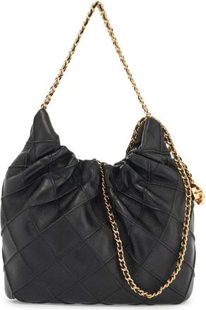Tory Burch Gewatteerde Leren Mini Tas met Gerimpelde Rand - Dames - Schoudertassen - Zwart - ONE Size - Leer - Tassen