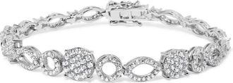 House of Brilliance 10K White Gold 3.00 Cttw Diamond Link Bracelet