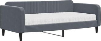 vidaXL Daybed with Mattress Dark Grey 90x190 cm Velvet vidaXL