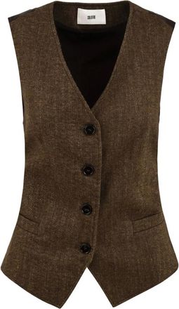 SOLOTRE Gilet con Laccetti e Fodera Posteriore - - Jackets - Donna - Marrone - XL