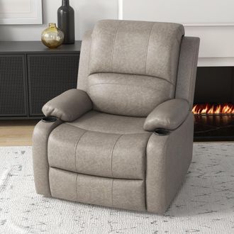 HOMCOM Recliner Chairs for Living Room, Microfibre Cloth Reclining Armchair in Brown