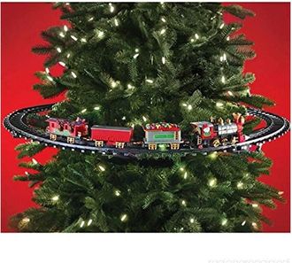 Trade Shop Trade Shop - Trenino Natalizio Con Supporto Per Centro Albero Treno Elettrico Con Luci Natale