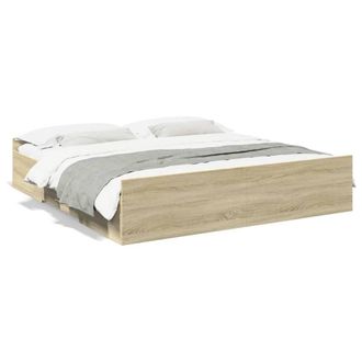 Berkfield Home Bed Frame with Drawers without Mattress Sonoma Oak 200x200 cm in Light Tan