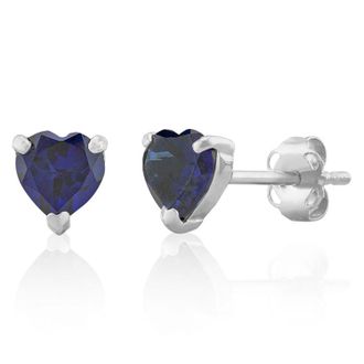 MAX + STONE 14K White or Yellow Gold 3 Prong Heart Shape Gemstone Stud Earrings