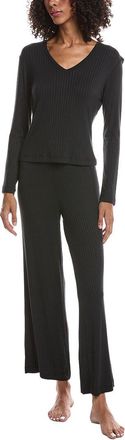 Natori 2Pc Harmony Rib V Neck Top & Pant Set