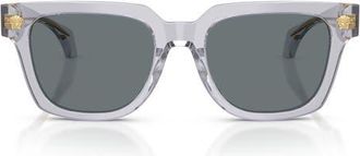 Versace 52mm Square Sunglasses in Transparent Grey /Dark Blue at Nordstrom