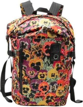 Loewe Pre-owned Backpacks, male, Multicolor, Size: ONE SIZE Pre-owned Anagram JOE Brainard Pansy nylon leather backpack