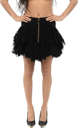 Balmain Black Lace Mini Skirt
