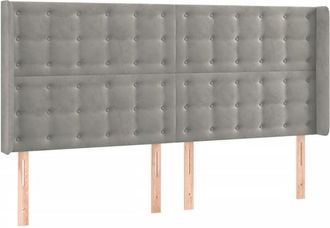 vidaXL Cabecero Con Orejas De Terciopelo Gris Claro 183x16x118/128 Cm Vidaxl