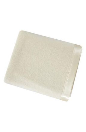 Melange Home Wool & Satin Trim Blanket in Ivory at Nordstrom Rack, Size Full/queen