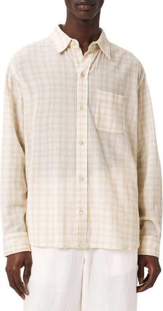 AllSaints Toya Check Cotton Button-Up Shirt in Sandstone Brown at Nordstrom, Size Xx-Large