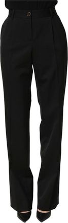 Dolce & Gabbana Broeken, Dames, Zwart, S, Wol, High Waist Straight Broeken