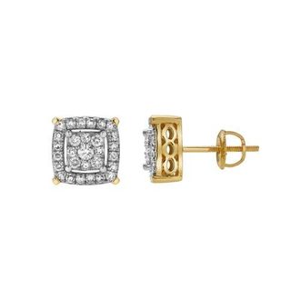LuvMyJewelry Caeleste 10K Yellow Gold Cluster Diamond Unisex Earrings - 0.48 Cts at Nordstrom