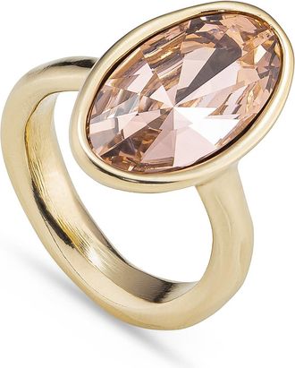 UNOde50 18K Gold-Plated Metal Alloy Ring With Large Oval Box And Pink Crystal