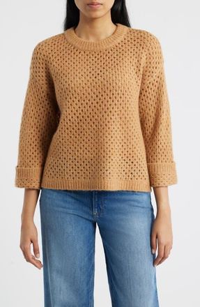 Wit & Wisdom Open Stitch Cuffed Sweater in Biscotti at Nordstrom, Size X-Large