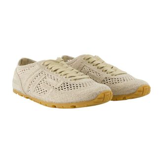 Balmain Womens Racer 45 Sneaker Beige Cotton