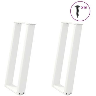 vidaXL Patas Para Consola En Forma De U (2 Unidades), Color Blanco, 38 X (72-73) Cm, Acero Vidaxl