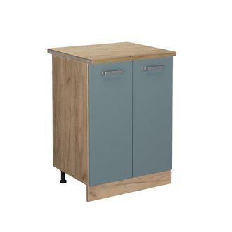 Vicco Mueble Bajo De Cocina R-line, Gris Azulado, 60 Cm, Et Roble